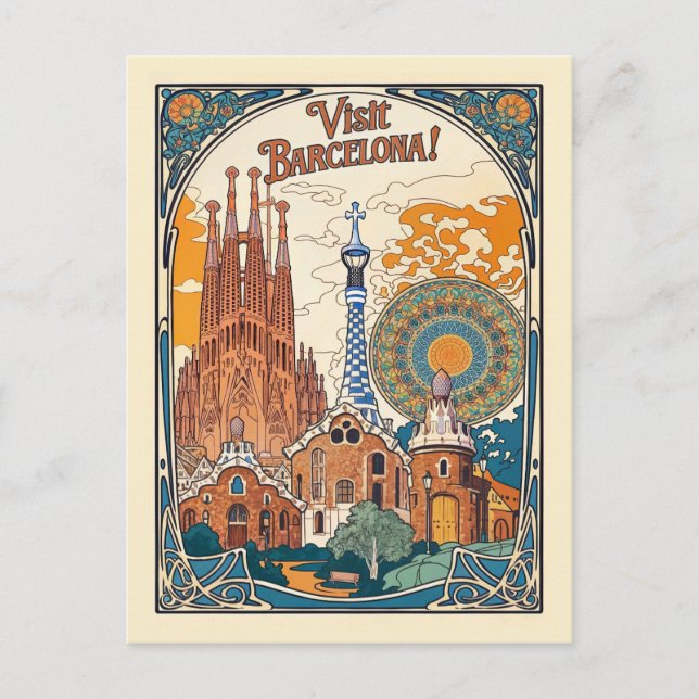 Cartão Postal Vintage Barcelona Spain Gaudi Travel Espana (Frente)
