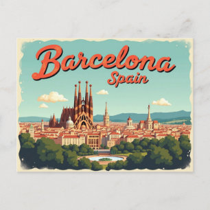 Cartão Postal Vintage Barcelona Vibes