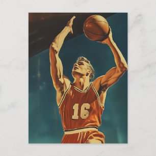 Cartão Postal Vintage Basball Action Shot