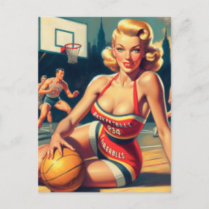 Cartão Postal Vintage Basball Girl