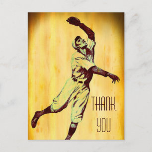 Cartão Postal Vintage Baseball Fielder Obrigado Cartão-Postal