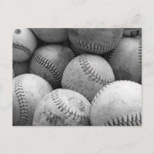 Cartão Postal Vintage Baseballs em preto e branco