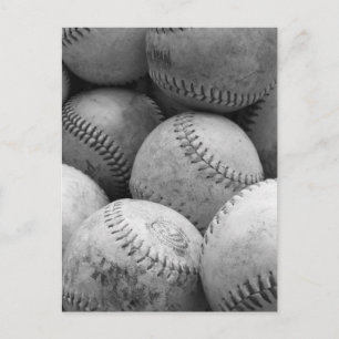 Cartão Postal Vintage Baseballs em preto e branco