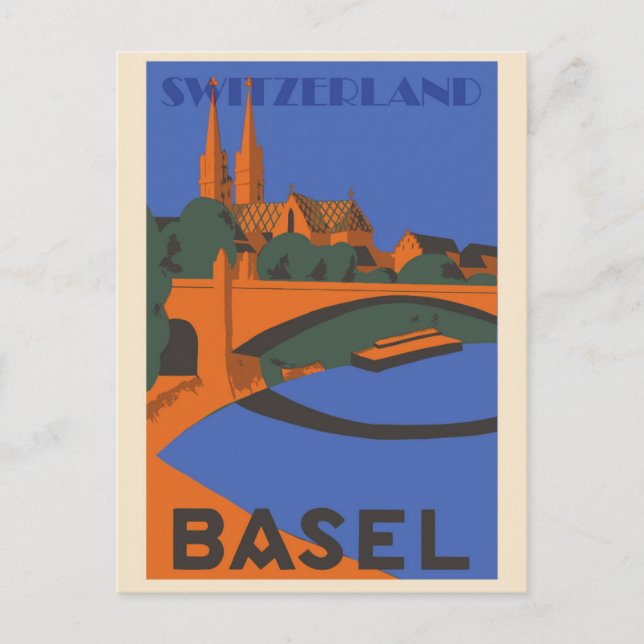 Cartão Postal Vintage Basel Suiça (Frente)