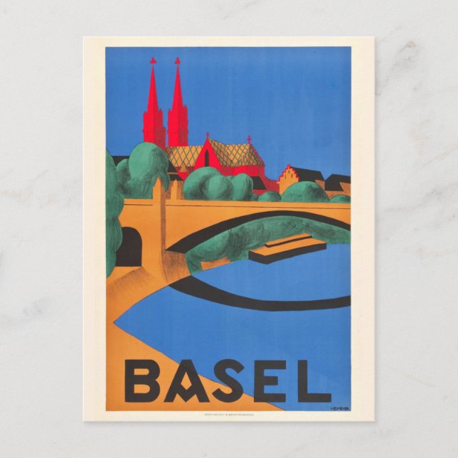 Cartão Postal Vintage Basel Suiça (Frente)