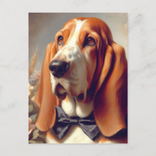Cartão Postal Vintage Basset Hound Painting