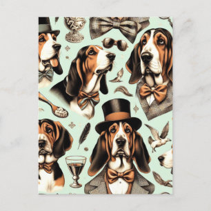 Cartão Postal Vintage Basset Hound Seimune