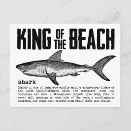 Cartão Postal Vintage Beach King Shark Definition Black n White