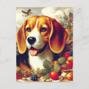 Cartão Postal Vintage Beagle Puppy Painting
