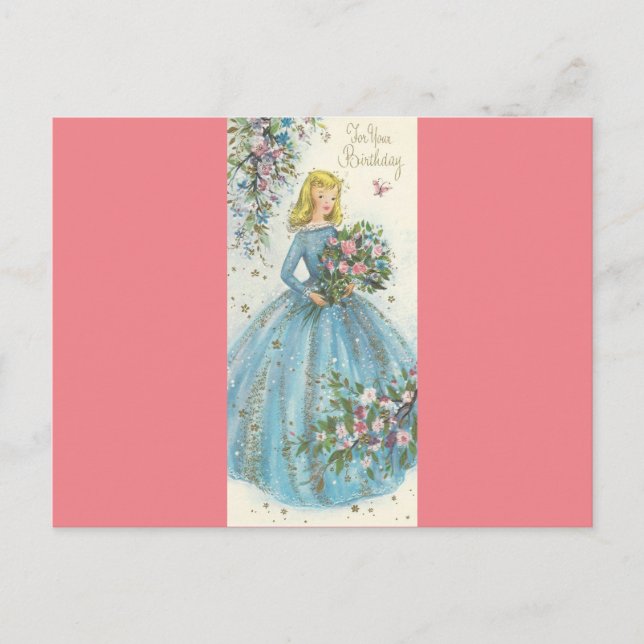 Cartão Postal Vintage Beauty Birthday (Frente)