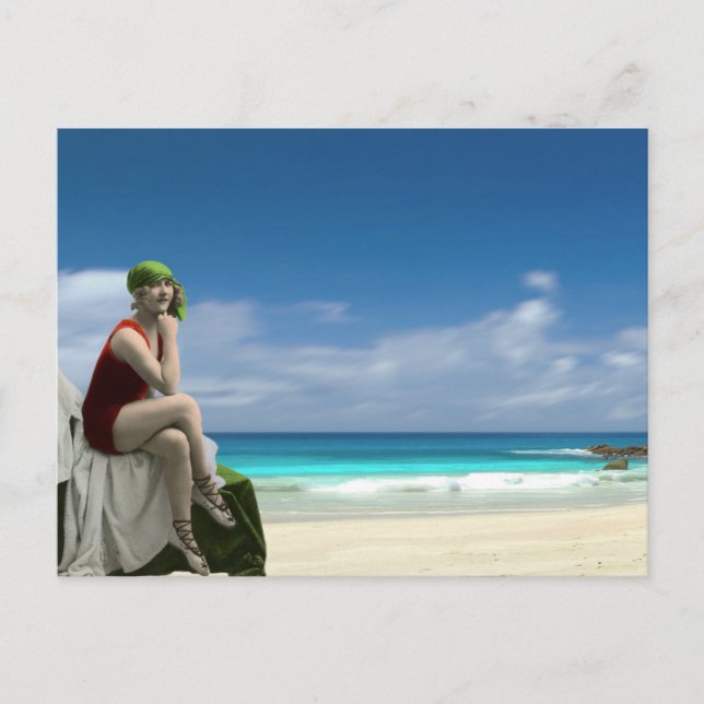 Cartão Postal Vintage Beauty e Beach (Frente)