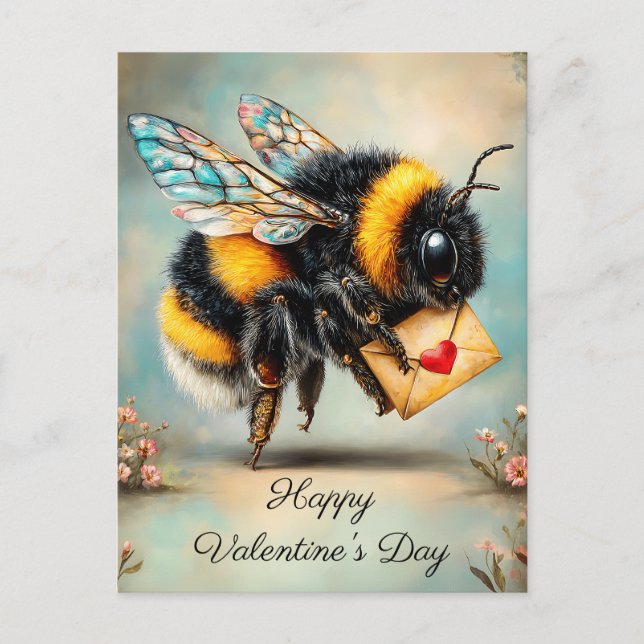 Cartão Postal Vintage Bee Love Messenger (Frente)