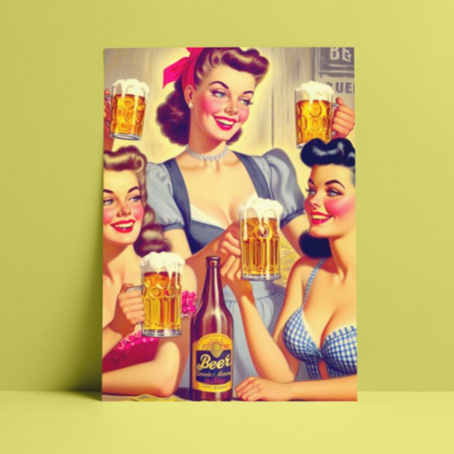 Cartão Postal Vintage Beer Girls (Criador carregado)