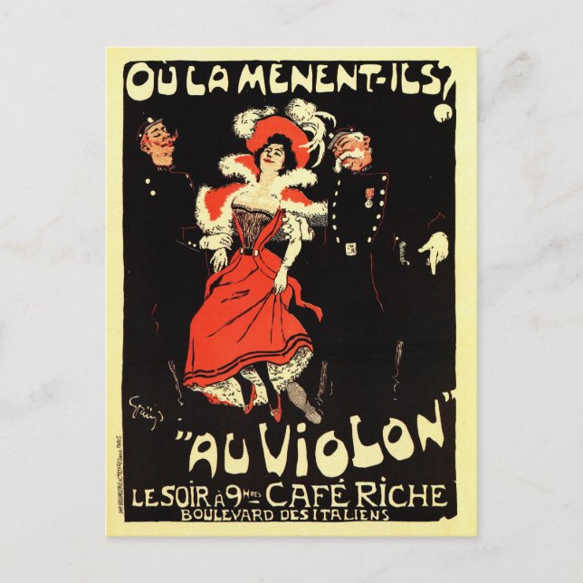 Cartão Postal Vintage, belle époque, boate (Frente)