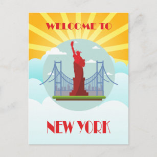 Cartão Postal Vintage Bem-vindo ao Viagem de Nova York