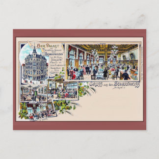 Cartão Postal Vintage Berlin 1890s Beer Palace Litho