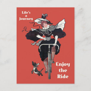 Cartão Postal Vintage Bicycle Cute Bike Wuman