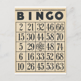 Cartão Postal Vintage Bingo Card