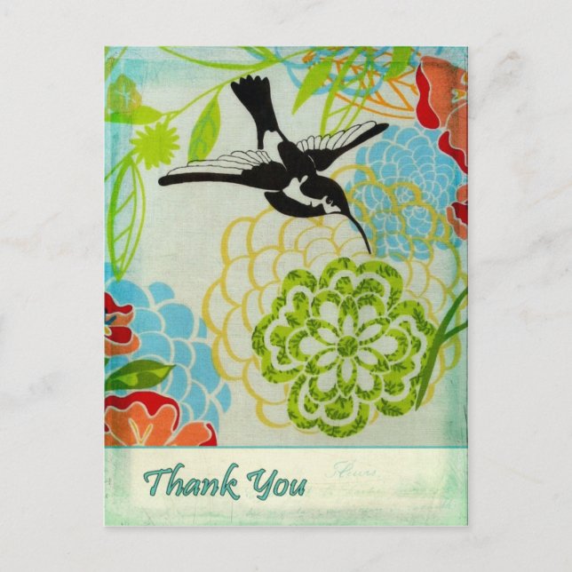 Cartão Postal Vintage Bird Obrigado (Frente)