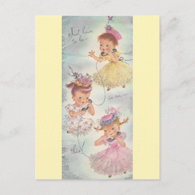 Cartão Postal Vintage Birthday Gossip Girls (Frente)