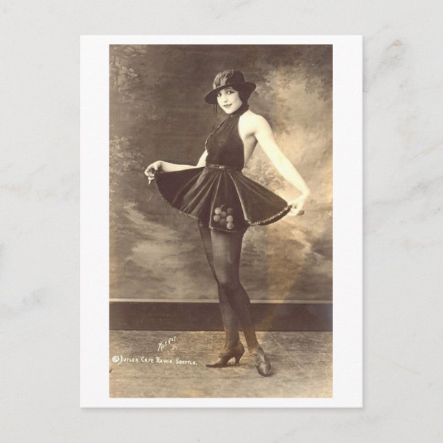 Cartão Postal Vintage Black and White Vaudeville Dancer (Frente)