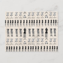 Cartão Postal Vintage Black White Paris Fashion Mannequin