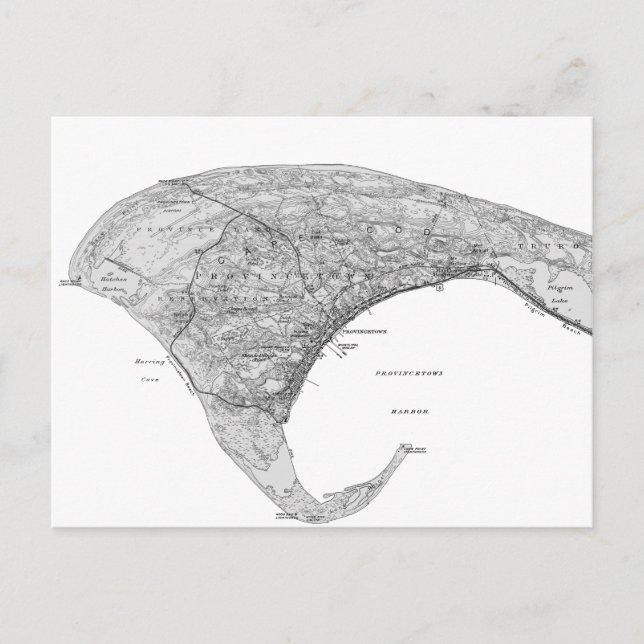 Cartão Postal Vintage Black & White Provincetown (Frente)