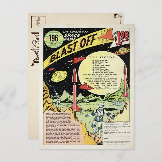 Cartão postal Vintage Blast Off Game Ad (Frente/Verso)