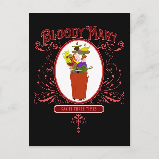 Cartão Postal Vintage Bloody Mary, 3 Vezes (Frente)