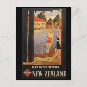 Cartão postal Vintage Blue Baths Rotorua Nova Zel