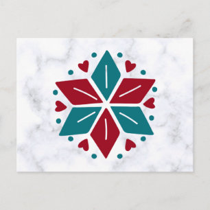 Cartão Postal Vintage Blue e Red Swedish Christmas Star