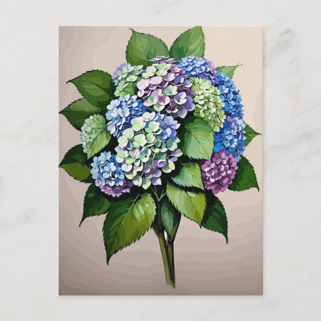 Cartão Postal Vintage Blue Hydrangea Flower (Frente)