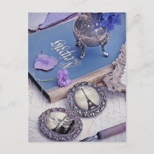 Cartão Postal Vintage Blue Paris Photo (Frente)