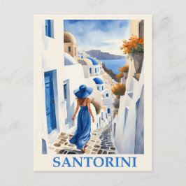 Cartão Postal Vintage Blue Santorini Grécia Grego Viagem