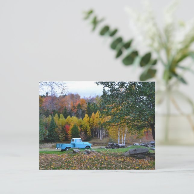 Cartão Postal Vintage Blue Truck (Em pé/Frente)