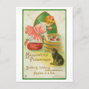 Cartão postal Vintage Bobbing para Apples Hallowee