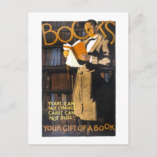 Cartão Postal Vintage Books como Poster de presentes (Frente)