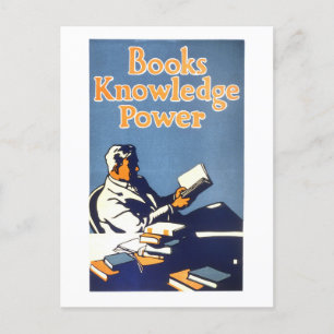 Cartão Postal Vintage "Books Knowledge Power" Poster