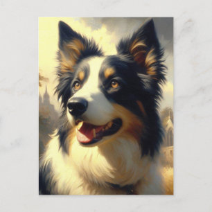 Cartão Postal Vintage Border Collie Painting