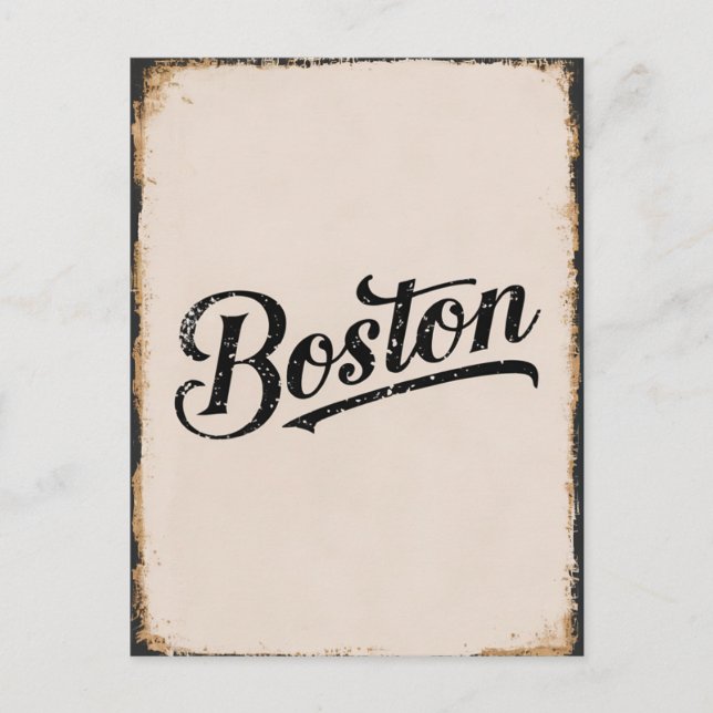 Cartão Postal Vintage Boston Typografia (Frente)