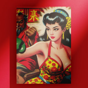 Cartão Postal Vintage Boxe Girl