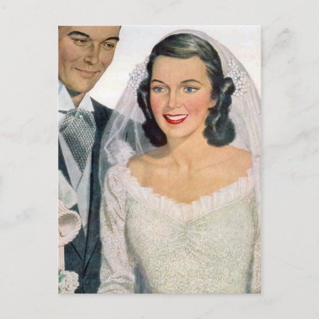 Cartão Postal Vintage Bride e Groom (Frente)