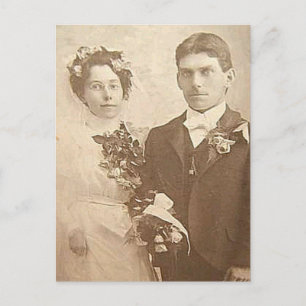 Cartão Postal Vintage Bride & Groom Fotografia Romântica de Casa
