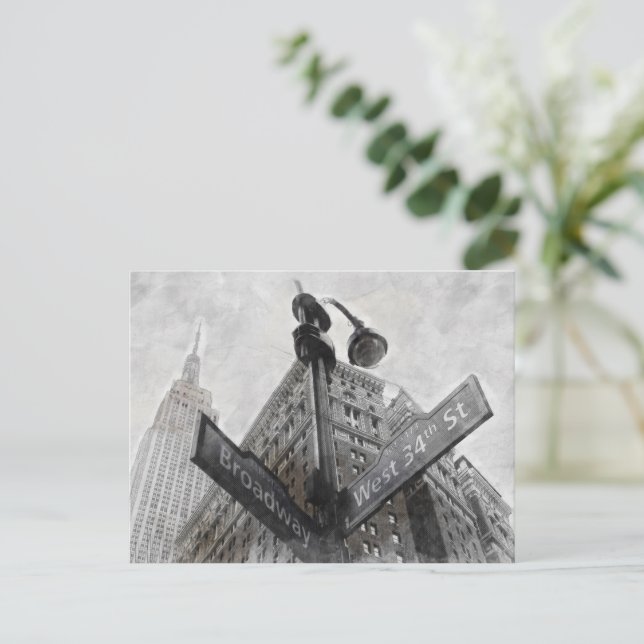 Cartão Postal Vintage Broadway Corner Sign - Posto Nova Iorque (Em pé/Frente)