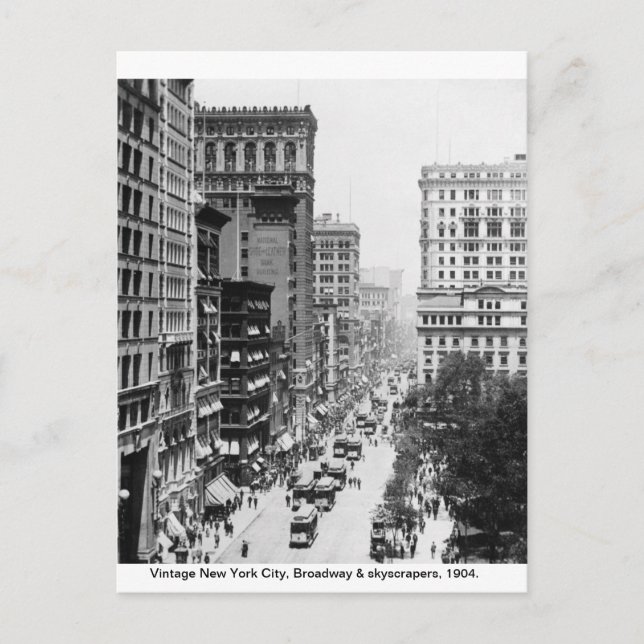 Cartão Postal Vintage Broadway, Nova Iorque 1904, (Frente)