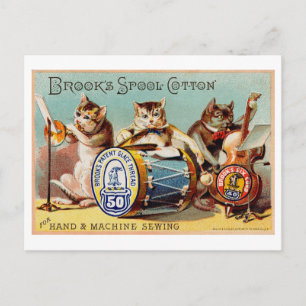 Cartão Postal Vintage Brook's Spool Cotton Cat Advertisement