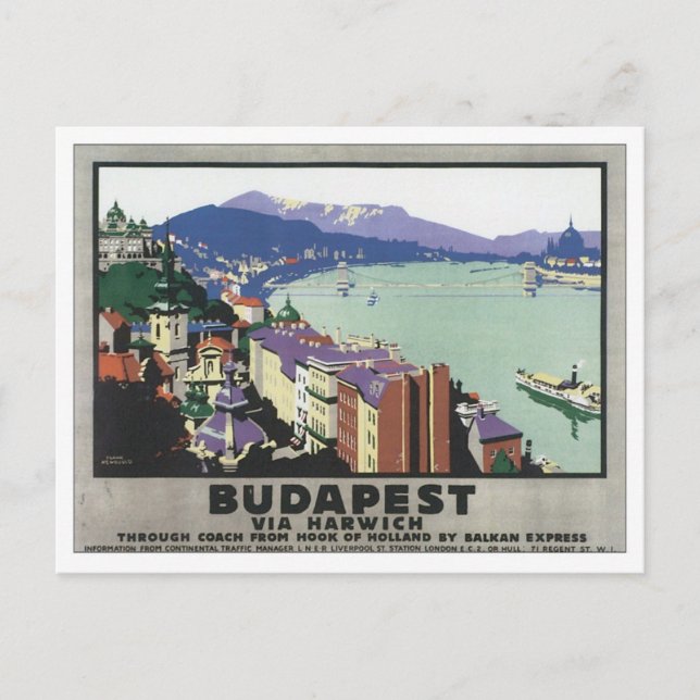 Cartão Postal Vintage Budapest Hungria (Frente)