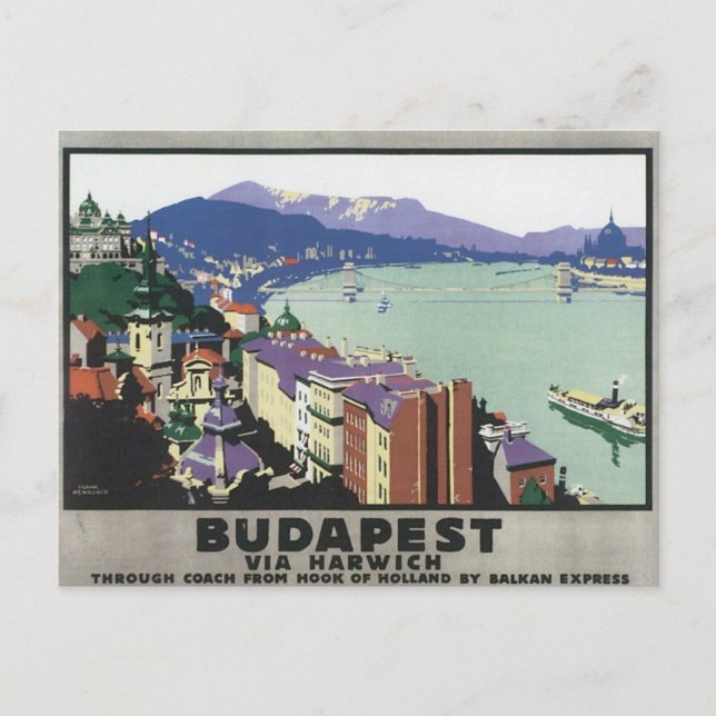 Cartão Postal Vintage Budapest Hungria (Frente)