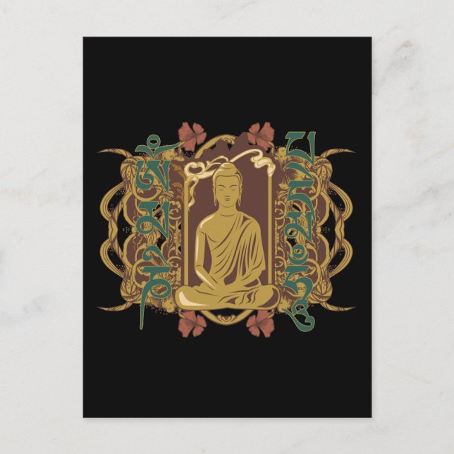 Cartão Postal Vintage Buddha Mantra (Frente)