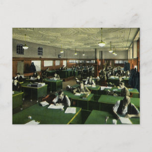 Cartão Postal Vintage Business, Jornalistas no Escritório de Jo